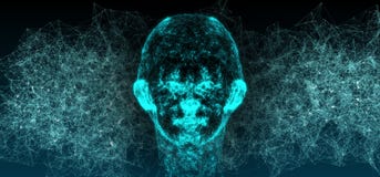 Fundo abstrato do plexo de Mesh Of Human Head On da conexão de rede ilustração do vetor Fundo abstrato do plexo de Mesh Of Human Head On da conexão de rede ilustração do vetor