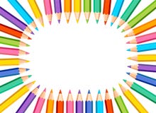 Fundo branco com lápis coloridos - quadro ilustração royalty free Fundo branco com lápis coloridos - quadro ilustração royalty free