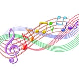 Fundo colorido do pessoal das notas musicais no branco. ilustração royalty free Fundo colorido do pessoal das notas musicais no branco. ilustração royalty free