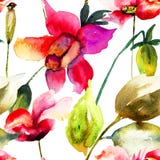 Fundo colorido do verão com flores ilustração do vetor Fundo colorido do verão com flores ilustração do vetor