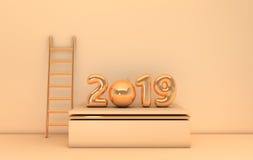 Fundo 2019 da celebração do ano novo Numerais metálicos 201 do ouro ilustração stock Fundo 2019 da celebração do ano novo Numerais metálicos 201 do ouro ilustração stock