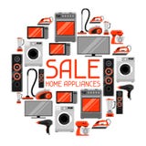 Fundo da venda com aparelhos eletrodomésticos Artigos do agregado familiar para o inseto da compra e de propaganda ilustração royalty free Fundo da venda com aparelhos eletrodomésticos Artigos do agregado familiar para o inseto da compra e de propaganda ilustração royalty free