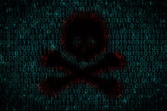 Fundo de Digitas com o furo escuro dado forma como o crânio no centro Conceito do ataque do hacker aos dados pessoais pelo vírus Fotografia de Stock Royalty Free Fundo de Digitas com o furo escuro dado forma como o crânio no centro Conceito do ataque do hacker aos dados pessoais pelo vírus Fotografia de Stock Royalty Free
