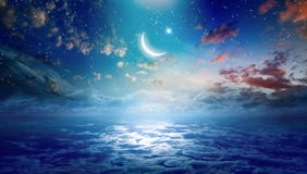 Fundo de Ramadan Kareem com crescente e estrelas imagem de stock Fundo de Ramadan Kareem com crescente e estrelas imagem de stock