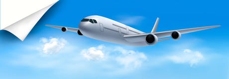 Fundo do curso com avião e as nuvens brancas ilustração royalty free Fundo do curso com avião e as nuvens brancas ilustração royalty free