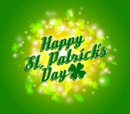 Fundo do dia de St Patrick feliz verde do vetor com folhas e faísca do trevo ilustração do vetor Fundo do dia de St Patrick feliz verde do vetor com folhas e faísca do trevo ilustração do vetor