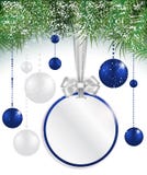 Fundo do Natal com preço, bolas e abeto vermelho Fotos de Stock Fundo do Natal com preço, bolas e abeto vermelho Fotos de Stock