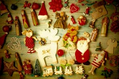 Fundo do vintage do Natal com decorações imagens de stock Fundo do vintage do Natal com decorações imagens de stock
