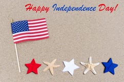 Fundo feliz dos EUA do Dia da Independência com bandeira americana, estrelas Fotografia de Stock Royalty Free