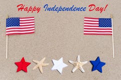 Fundo feliz dos EUA do Dia da Independência com bandeira americana, estrelas Foto de Stock
