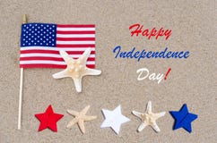 Fundo feliz dos EUA do Dia da Independência com bandeira americana, estrelas Fotos de Stock