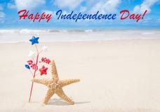 Fundo feliz dos EUA do Dia da Independência com estrela do mar Imagens de Stock