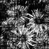 Fundo floral preto e branco com os ásteres estilizados em contexto listrado e manchado do grunge ilustração royalty free Fundo floral preto e branco com os ásteres estilizados em contexto listrado e manchado do grunge ilustração royalty free