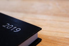 Fundo 2019 preto do planejador da agenda fotos de stock Fundo 2019 preto do planejador da agenda fotos de stock