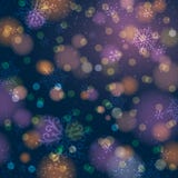 Fundo roxo com floco de neve e bokeh, vetor ilustração stock Fundo roxo com floco de neve e bokeh, vetor ilustração stock
