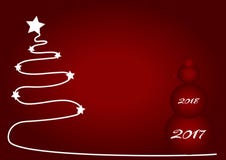 Fundo vermelho do Natal com árvore do White Christmas e boneco de neve vermelho 2017 ilustração stock Fundo vermelho do Natal com árvore do White Christmas e boneco de neve vermelho 2017 ilustração stock