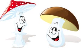 Funghi felici del fumetto illustrazione vettoriale Funghi felici del fumetto illustrazione vettoriale