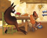 Funny animals having dinner