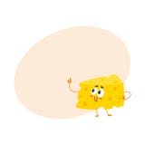 Funny cheese chunk character showing thumb up, good quality concept Stock Photo Funny cheese chunk character showing thumb up, good quality concept Stock Photo