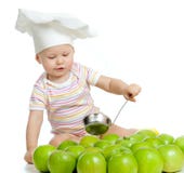 Funny Child With Green Apples Healthy Food Royalty Free Stock Photos Funny Child With Green Apples Healthy Food Royalty Free Stock Photos