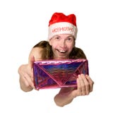 Funny Christmas Man Presenting Royalty Free Stock Image Funny Christmas Man Presenting Royalty Free Stock Image