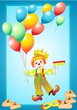 Funny Clown With Balloons, Mask, Noise Maker And P Stock Images Funny Clown With Balloons, Mask, Noise Maker And P Stock Images