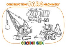 Funny constuction cars set. Coloring book royalty free illustration Funny constuction cars set. Coloring book royalty free illustration