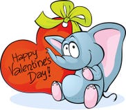 Funny Elephant With Red Heart Royalty Free Stock Photos