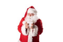 Funny fat man in Santa costume. Christmas and New Year stock photos Funny fat man in Santa costume. Christmas and New Year stock photos