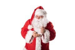 Funny fat man in Santa costume. Christmas and New Year royalty free stock image Funny fat man in Santa costume. Christmas and New Year royalty free stock image