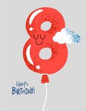 Funny Happy birthday gift card number 8 balloon. The number for birthday greeting card. Vector graphics vector illustration Funny Happy birthday gift card number 8 balloon. The number for birthday greeting card. Vector graphics vector illustration