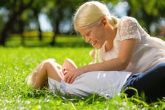 Funny kids playing in the park together royalty free stock photos Funny kids playing in the park together royalty free stock photos