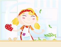 Funny kitchen girl royalty free illustration Funny kitchen girl royalty free illustration