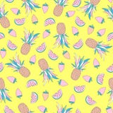 Funny seamless pattern with tropical fruits vector illustration Funny seamless pattern with tropical fruits vector illustration