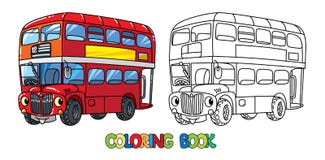 Funny small London bus with eyes. Coloring book stock illustration Funny small London bus with eyes. Coloring book stock illustration