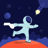 Space scene. Spacecraft in the cosmos. Story about an upset stomach royalty free illustration Space scene. Spacecraft in the cosmos. Story about an upset stomach royalty free illustration
