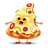 Happy Pizza Slice Character Stock Vector - Illustration of face, pepper