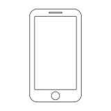 Fuori linee nere smartphone con il bottone del menu e lo schermo vuoto sul vettore bianco del fondo Segno del profilo del telefon illustrazione di stock Fuori linee nere smartphone con il bottone del menu e lo schermo vuoto sul vettore bianco del fondo Segno del profilo del telefon illustrazione di stock