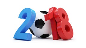 Futbol 2018 w Russia na białej tła 3D ilustraci, 3D rendering ilustracja wektor Futbol 2018 w Russia na białej tła 3D ilustraci, 3D rendering ilustracja wektor