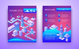 Future city isometric vector brochure template stock illustration Future city isometric vector brochure template stock illustration