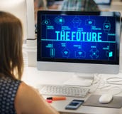 The Future Connected Drones Technology Concept stock image The Future Connected Drones Technology Concept stock image