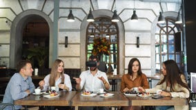 Future Technology Experts Testing Augmented Reality Headset Developer Professionals Developing Futuristic Technology stock video footage Future Technology Experts Testing Augmented Reality Headset Developer Professionals Developing Futuristic Technology stock video footage
