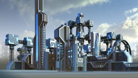 Futuristic Architecture Of A City Skyline Stock Photo Futuristic Architecture Of A City Skyline Stock Photo