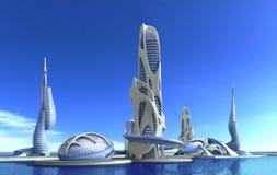Futuristic City Architecture For Fantasy And Science Fiction Ill Stock Photos Futuristic City Architecture For Fantasy And Science Fiction Ill Stock Photos