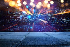 Futuristic retro background of the 80`s retro style. Digital or Cyber Surface. neon lights and geometric pattern royalty free stock photography Futuristic retro background of the 80`s retro style. Digital or Cyber Surface. neon lights and geometric pattern royalty free stock photography