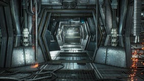 Space Ship Futuristic Interior Sci Fi View Stock Footage