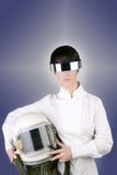 Futuristic spaceship helmet astronaut woman