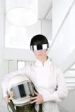 Futuristic spaceship helmet astronaut woman