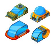Futuristic transport. Isometric illustrations of futuristic automobiles stock illustration Futuristic transport. Isometric illustrations of futuristic automobiles stock illustration