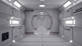 Futuristischer Raumschiffinnenraumkorridor Stockfoto Futuristischer Raumschiffinnenraumkorridor Stockfoto